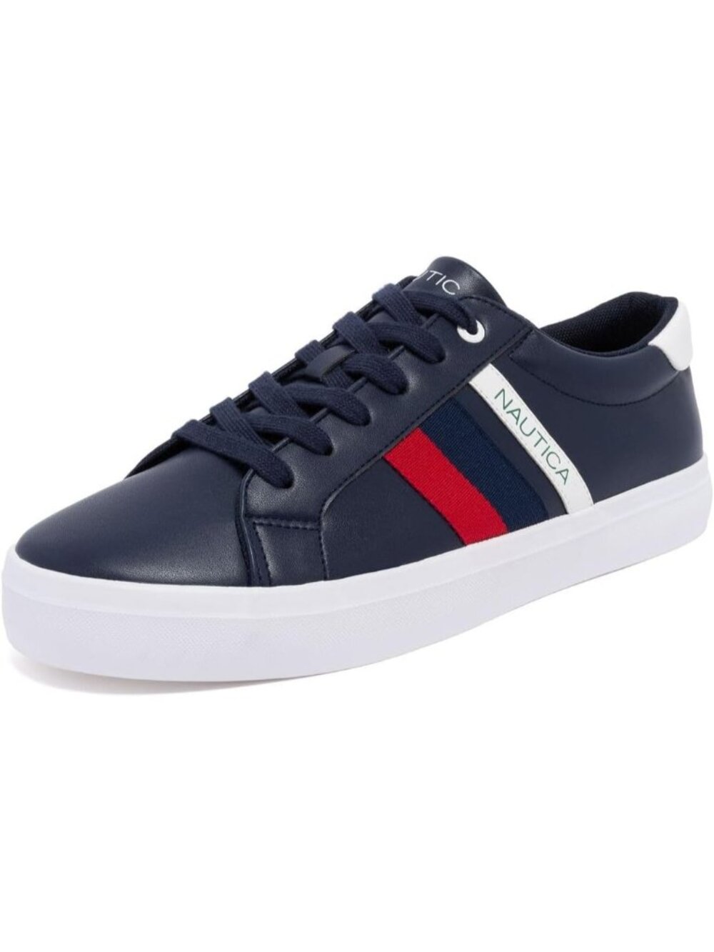 Nautica Men's Navy Red White Square Toe Classic Lace Up Low Top Fashion Sneakers